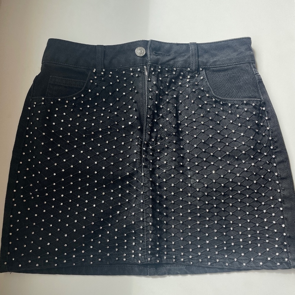 Topshop Crystal Net Mini Skirt - Black - Size 4